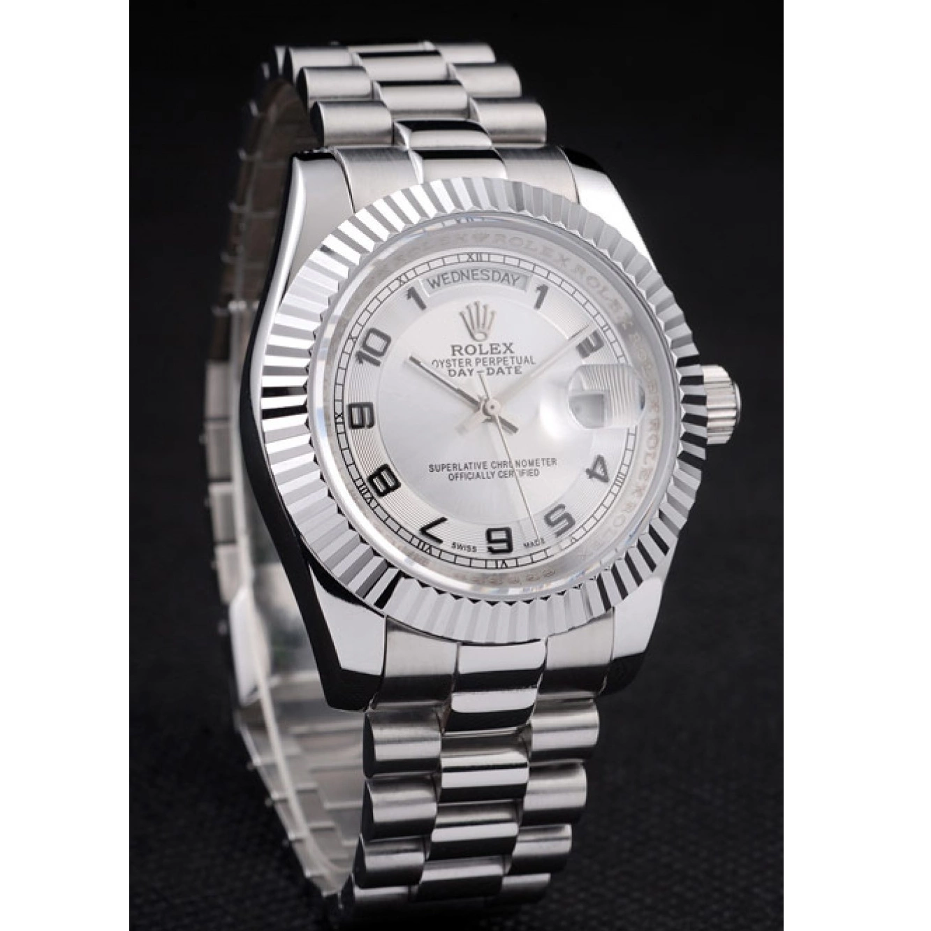 Aaa fake watches Dial White Rolex Stainless Day-Date Polished Steel 0710